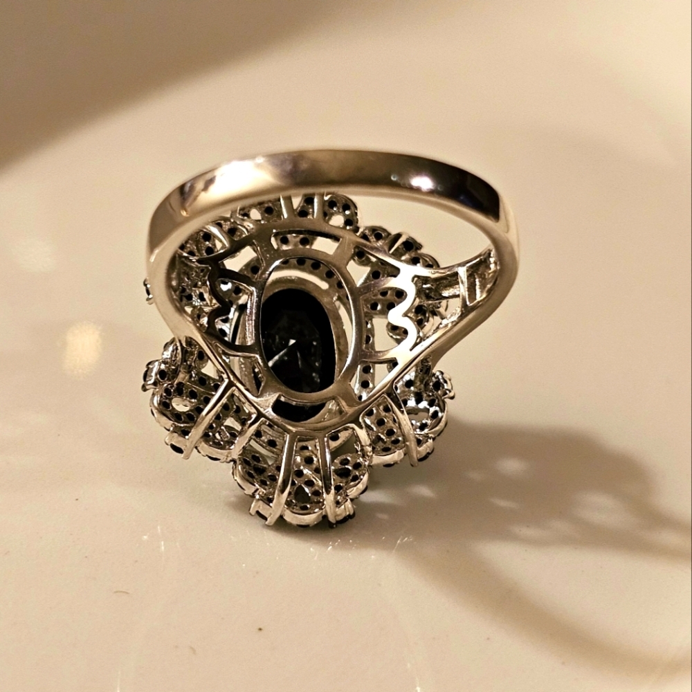 4.04 CTW Black Spinel Rhodium Over 925 Sterling Silver Ring R1P26 - Picture 6 of 9